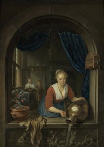 Služebná u okna od Gerrit Dou