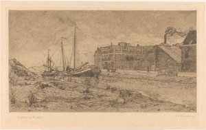 Kotvící čluny v továrně od Gerrit Haverkamp (signed by artist)