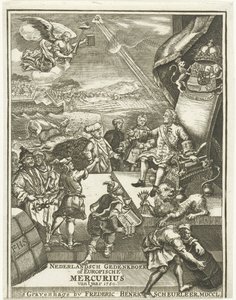 Titulní strana pro evropský Merkur z roku 1750 od Gerrit Sibersma (possibly)