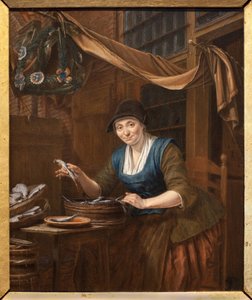 Obchodník s rybami. Malba Gerrita Zegelaara (1719-1794), olej na dřevě, polovina 18. století. Muzeum výtvarných umění v Angers. od Gerrit Zegelaar