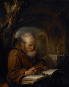Poustevník se modlí, 1670 od Gerrit Dou