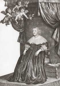 Marie de Medici, královna Francie. Portrét (tisk) od Gerrit van (after) Honthorst