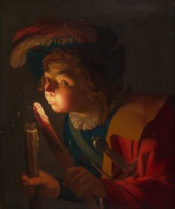 Chlapec fouká na Firebrand od Gerrit van Honthorst