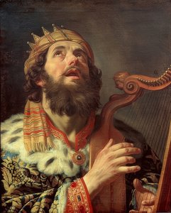 Král David hrající na harfu. 1622 od Gerrit van Honthorst