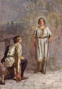 Hra Williama Shakespeara: (barevná litografie) od Gertrude E. Demain (after) Hammond