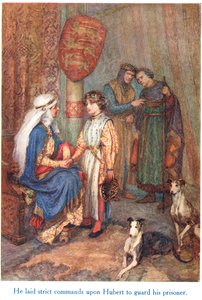 „Nařídil Hubertovi, aby střežil svého vězně“, ilustrace ze „Shakespearových příběhů anglických králů“, vydané nakladatelstvím George Harrap & Son