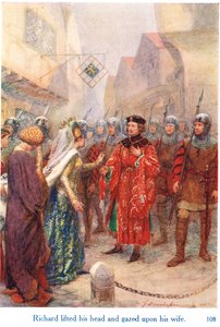 „Richard zvedl hlavu a pohlédl na svou ženu“, ilustrace z „Shakespearových příběhů anglických králů“, vydané nakladatelstvím George Harrap & Son