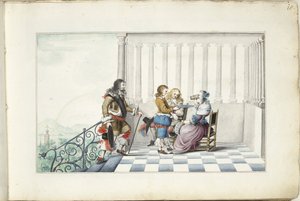 Společnost na terase od Gesina ter Borch (signed by artist)