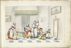Dětský pokoj se třemi ženami a dětmi od Gesina ter Borch (signed by artist)