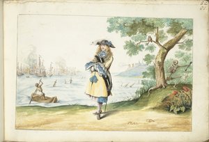 Moses ter Borch na anglickém pobřeží od Gesina ter Borch (signed by artist)