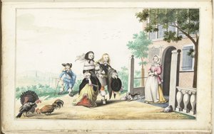 Pár vítá dámu u dveří venkovského domu od Gesina ter Borch (signed by artist)