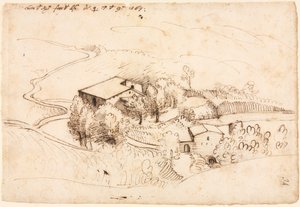 Farma se stromy v kopcovité krajině, 1567. od Gherado Cibo