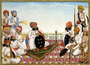 Thakur Dawlat Singh mezi dvořany, asi 1825