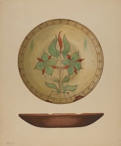Talíř s tulipánem a dvěma květy, 1938. od Giacinto Capelli