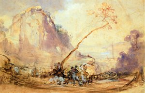 Krajina Sorrento, cca 1848, Giacinto Gigante (1806-1876), akvarel, 34x51 cm. od Giacinto Gigante