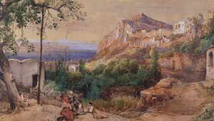 Pohled na Capri (akvarel a tempera) od Giacinto Gigante