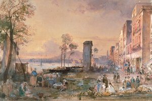 Pohled na Neapol z Marinella, Giacinto Gigante (1806-1876), tužka, akvarel a ceruse (bílá tuha) na papíře, Itálie od Giacinto Gigante