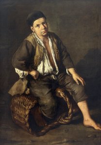 Pochůzkář sedící na koši, cca 1735 (olej na plátně) od Giacomo Ceruti