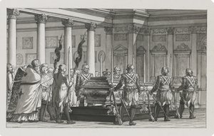 Císař Pavel I. ležící ve státě s čestnou stráží od Giacomo Antonio Domenico Quarenghi