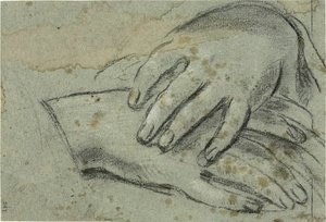 Zkřížené ruce (recto); pravá noha, částečně zakrytá drapérií (verso) od Giacomo Cavedone