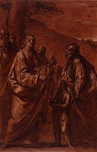 PD.9-1992 The Miracle of the Boaves and Fishes, c.1611-14 (černá křída, pero, inkoust a mytí) od Giacomo Cavedoni