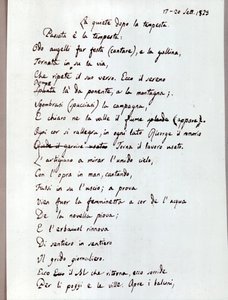 Rukopis Leopardiho básně "Ticho po bouři". 1829 (dokumenty ) od Giacomo Leopardi