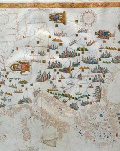Námořní mapa, detail západní Evropy, 1564