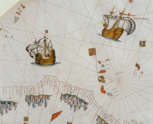 Námořní mapa, detail Kanárských ostrovů, 1564