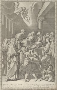 Obřízka Krista, skupina mužů, žen a andělů, kteří ho obklopují, vy..., 1687-1717. od Giacomo Maria Giovannini