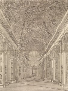 Lešení postavené pro restaurování klenby v bazilice sv. Petra: Přehled..., ca. 1773. od Giacomo Sangermano