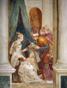 Sophonisbě je v přítomnosti jejího dítěte nabídnut jed od Giambattista Zelotti