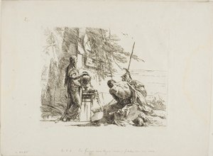 Žena s rukama na váze, voják a otrok, od Capricci od Giambattista Tiepolo