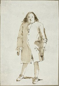 Karikatura muže, po celé délce, čelem dopředu od Giambattista Tiepolo