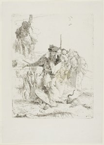 Šest lidí, kteří sledují hada, od Scherzi od Giambattista Tiepolo