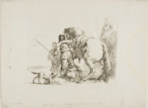 Jezdec stojící u svého koně, od Capricci od Giambattista Tiepolo