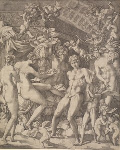 Venuše a Mars s amory a třemi gracemi od Gian Jacopo Caraglio