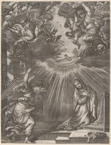 Zvěstování od Gian Jacopo Caraglio after Titian