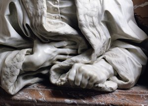 Busta Gabrielle Fonseca doktora papeže Inocence X detail rukou svírajícího roucho, z mramorového detailu kaple Fonseca z 96874