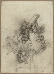 Putti nesoucí kříž (recto); studie ruky (verso) od Gian Lorenzo Bernini