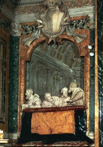Boční skříň s rodinou Cornaro, mramorová socha ze školy Giana Lorenza Berniniho (1598-1680), kaple Cornaro, kostel Santa Maria della Vittoria, Řím, Itálie od Gian Lorenzo Bernini