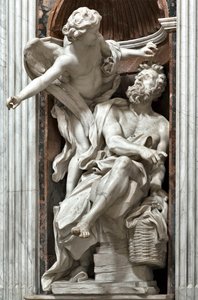 Prorok Habakuk (Habaquq, Habakuk, Habakuk, Abakuk, Havakuk) a anděl (Prorok Habakuk a anděl) Mramorová socha Gian Lorenzo Bernini (1598-1680) 1656-1661 Řím, Basilica di Santa Maria del Popgiolo, Cappella