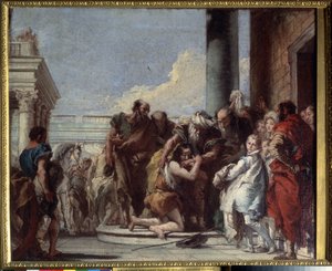 Návrat marnotratného syna (Return of the marnotratný syn). Obraz Giandomenica Tiepola (1727-1804). Olej na plátně, 49 x 59 cm