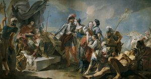 Královna Zenobie před císařem Aurelianem, 1717 od Giovanni Domenico Tiepolo