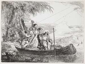 : Svatá rodina nastupuje na loď z útěku do Egypta, 1750-1753 od Giovanni Domenico Tiepolo