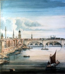 Západní pohled na New London Bridge a Old London Bridge
