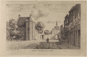 Pohled na Waterpoort v Goudě od Gijsbertus Johannes Verspuy
