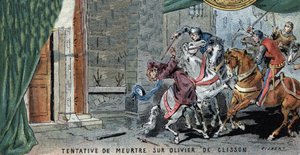 Pokus o vraždu Oliviera V de CLISSONA (1336-1407) connetable francais. Ilustrace Gilbert, konec 19. století. od Gilbert
