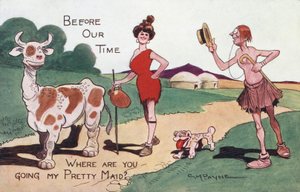 Před naším časem: kam jdeš, má krásná služko? (chromolitho)