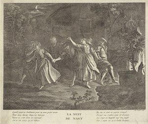 Noc: kulatý tanec mladých mužů a žen La nuit / The Night (název na objektu) od Gilbert Schoute