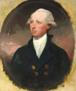 Portrét sira Thomase George Skipwitha, polodlouhý, v modrém kabátě, předstíraný oválný od Gilbert Stuart